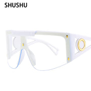 Oversized Clear Lens Eyewear Women Brand Designer Large White Sunglasses Fashion Rimless Metal Female Shades Luxury Personality - Shop All Digital 