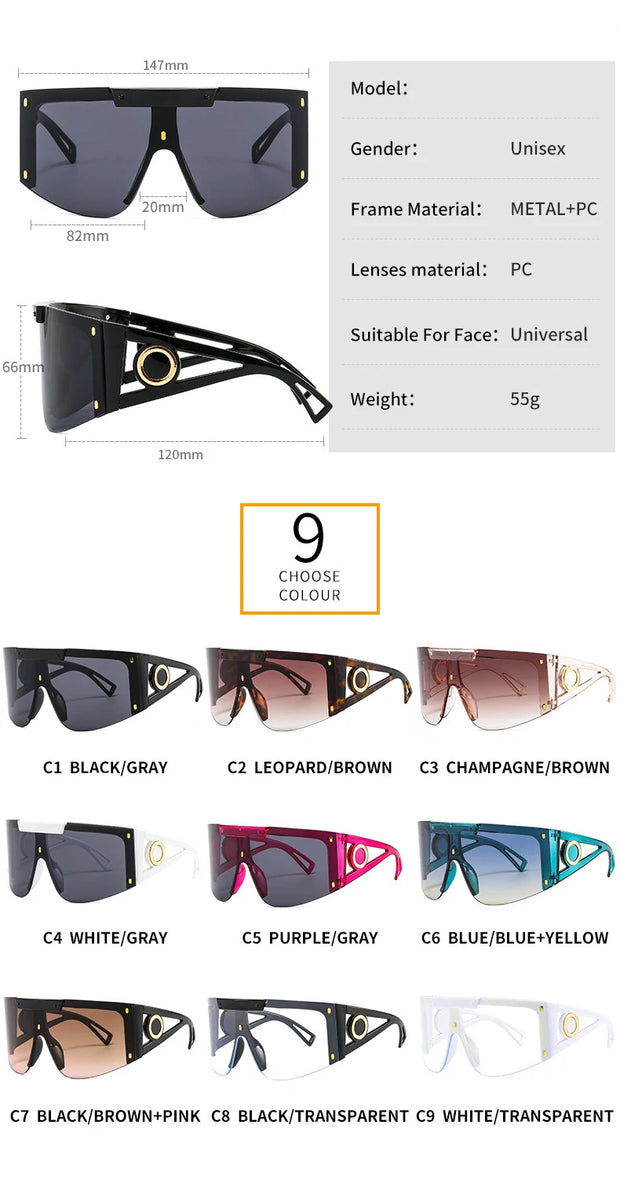 Oversized Clear Lens Eyewear Women Brand Designer Large White Sunglasses Fashion Rimless Metal Female Shades Luxury Personality - Shop All Digital 