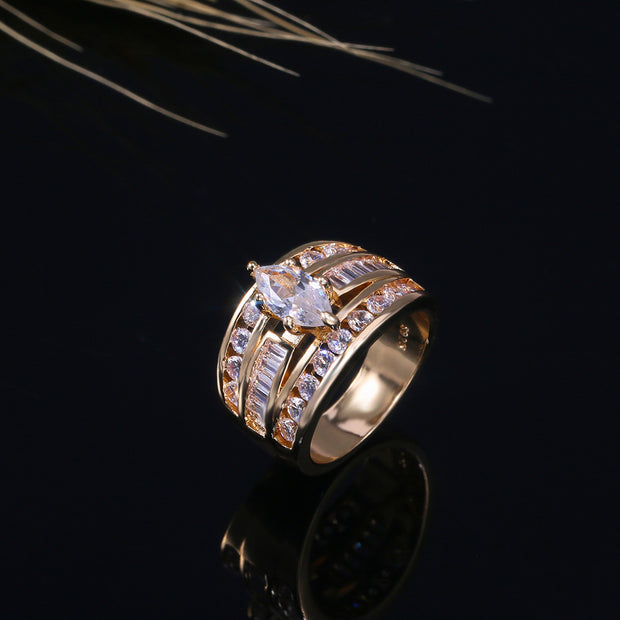 DIWENFU 18K Carat Multi Gold Ring