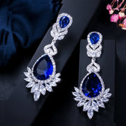 BeaQueen Luxury Royal Blue Water Drop Wedding Jewelry