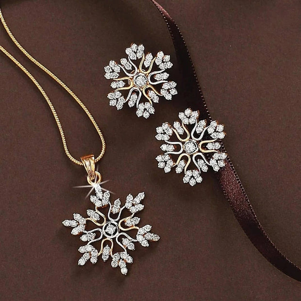 Snow Flower 925 Sterling Silver Jewelry Set