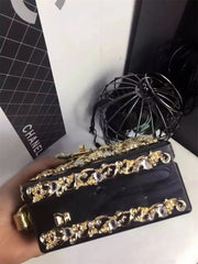 High-Grade crystal Evening Bag Female New Hollow Out Metal Carved Flower Diamond Handbag Box Fashion Chic Shoulder Crossbody Bag - Shop All Digital 