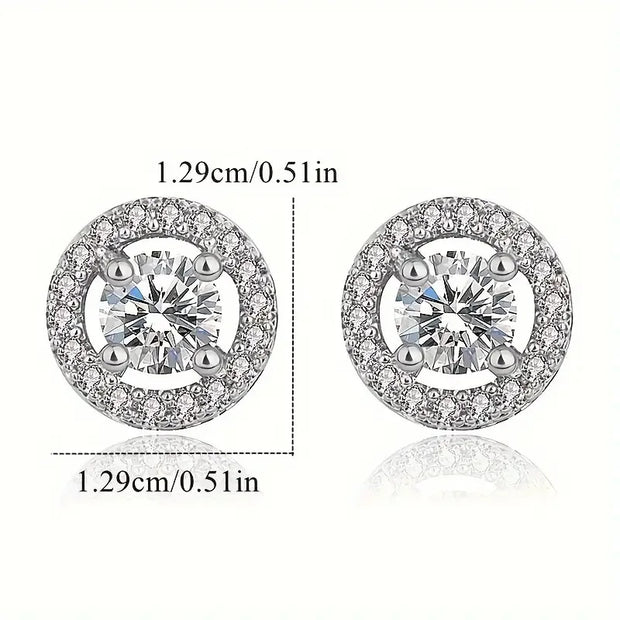 Luxury Round Zirconia Stud Earrings Full Diamonds Earring Men Women's Fashionable Cross-border Best Seller Jewelry - Shop All Digital 