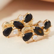 Exquisite Gold Colour Round Zircon Earrings