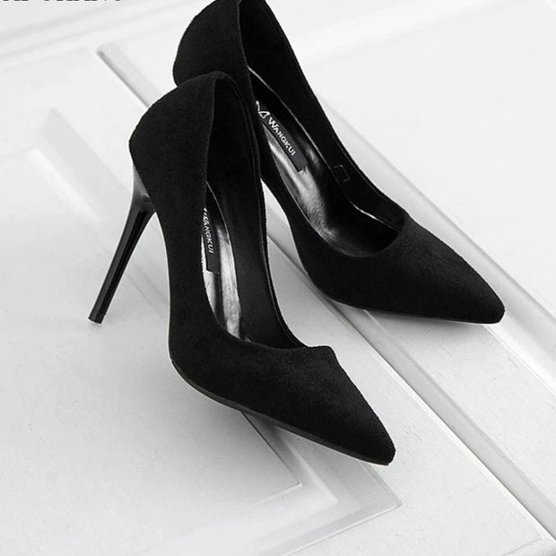 WANGKUI  Suede Pointed Toe Stiletto Shoes - Shop All Digital 