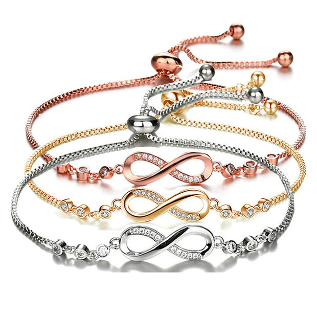 Romantic Forever Love Infinity Chain Zircon Bracelets Jewelry