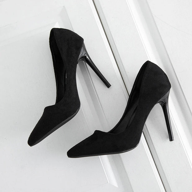 WANGKUI  Suede Pointed Toe Stiletto Shoes - Shop All Digital 