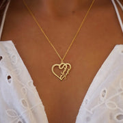 Personalized Double Heart Name Necklace