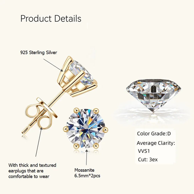 Moissanite 18K Gold Plated Jewelry Set