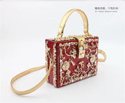 High-Grade crystal Evening Bag Female New Hollow Out Metal Carved Flower Diamond Handbag Box Fashion Chic Shoulder Crossbody Bag - Shop All Digital 