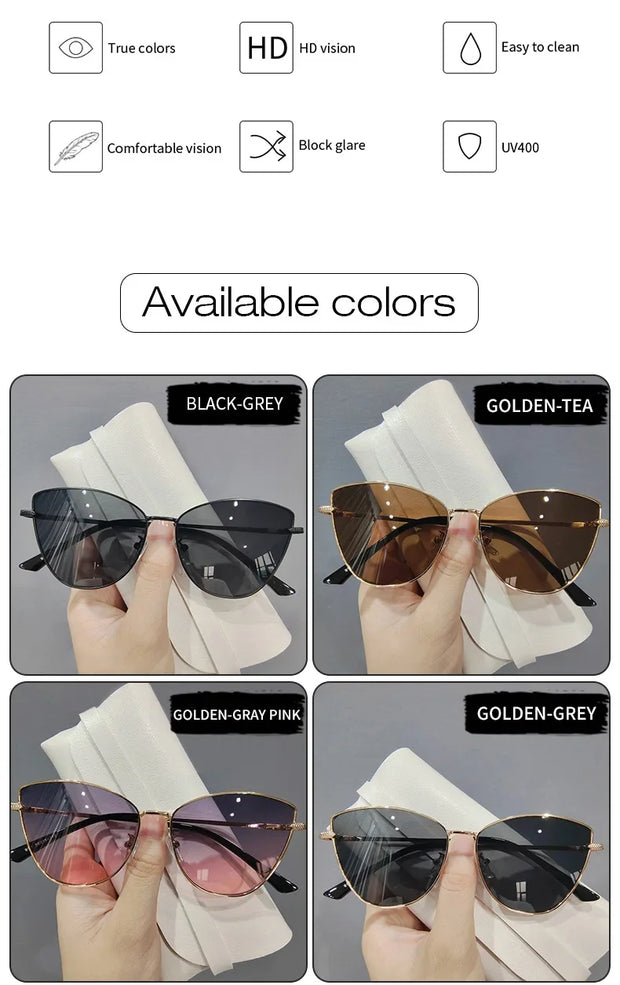 Vintage Cat Eye Frame Sunglasses Women 2024 Luxury Brand Designer Fashion Female Eyewear Retro Trendy Sun Shades for Lady - Shop All Digital 