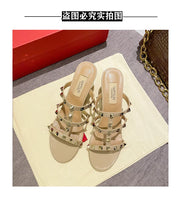 women's sandals summer 2024 luxury Designer woman sandals Heeled sandals Brand Rivets Leather High Heels Gladiator Ladies Shoes - Shop All Digital 