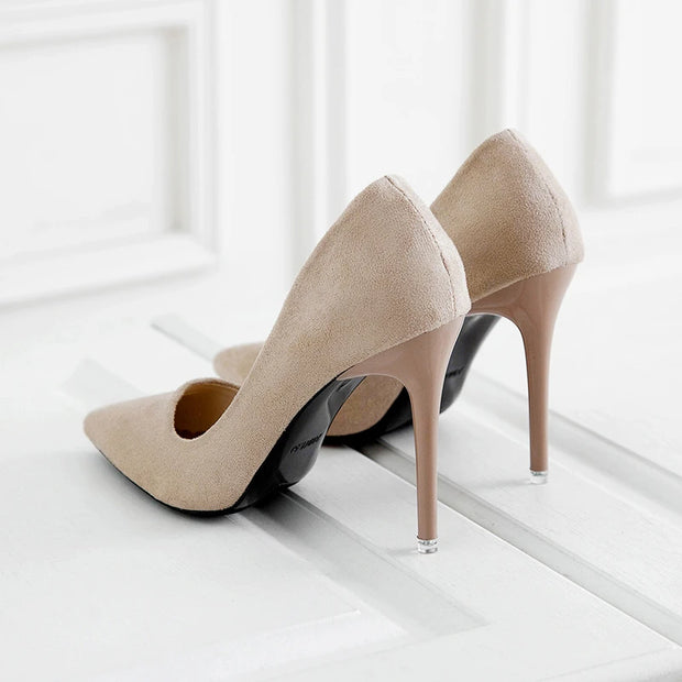 WANGKUI  Suede Pointed Toe Stiletto Shoes - Shop All Digital 