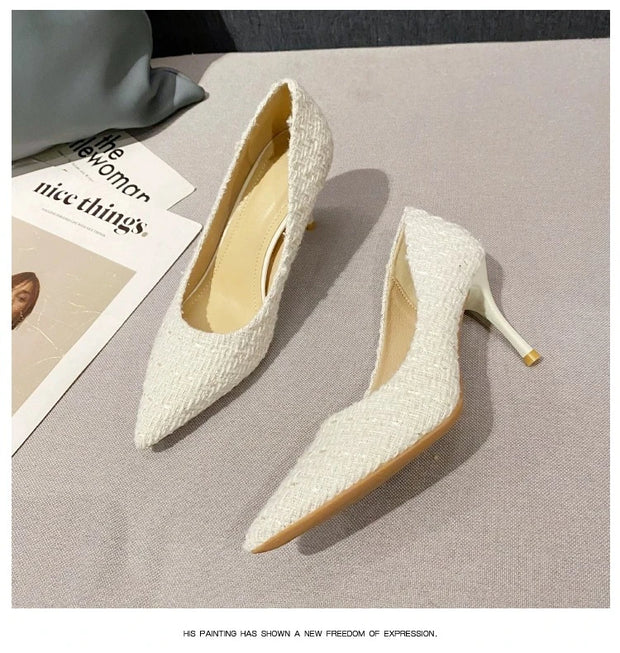 2024 New Autumn Brand Designer High Heels Luxury Pearl Crystal Bowtie White Wedding Shoes Women Pumps Thin Heeled Party Shoes - Shop All Digital 