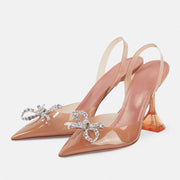 Fashion Transparent Soft PVC Women Pumps Luxury Rhinestones Bowknot Slingbacks High heels Spring Summer Wedding Party Shoes - Shop All Digital 