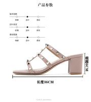 women's sandals summer 2024 luxury Designer woman sandals Heeled sandals Brand Rivets Leather High Heels Gladiator Ladies Shoes - Shop All Digital 