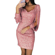 Three Quarter Sleeve Rose Gold Sexy Dress