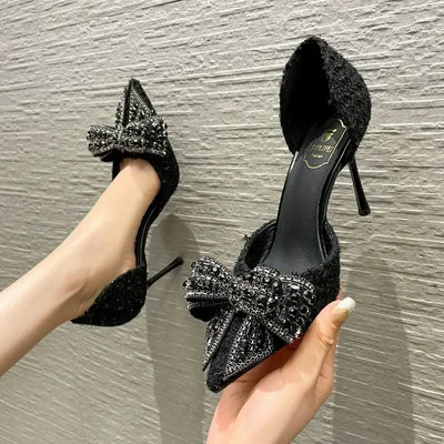 2024 New Autumn Brand Designer High Heels Luxury Pearl Crystal Bowtie White Wedding Shoes Women Pumps Thin Heeled Party Shoes - Shop All Digital 