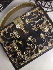 High-Grade crystal Evening Bag Female New Hollow Out Metal Carved Flower Diamond Handbag Box Fashion Chic Shoulder Crossbody Bag - Shop All Digital 