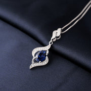 Potiy Oval Shape 1.75ct Created Sapphire Sky Blue Topaz Pendant Necklace No Chain 925 Sterling Silver for Women Daily Jewelry