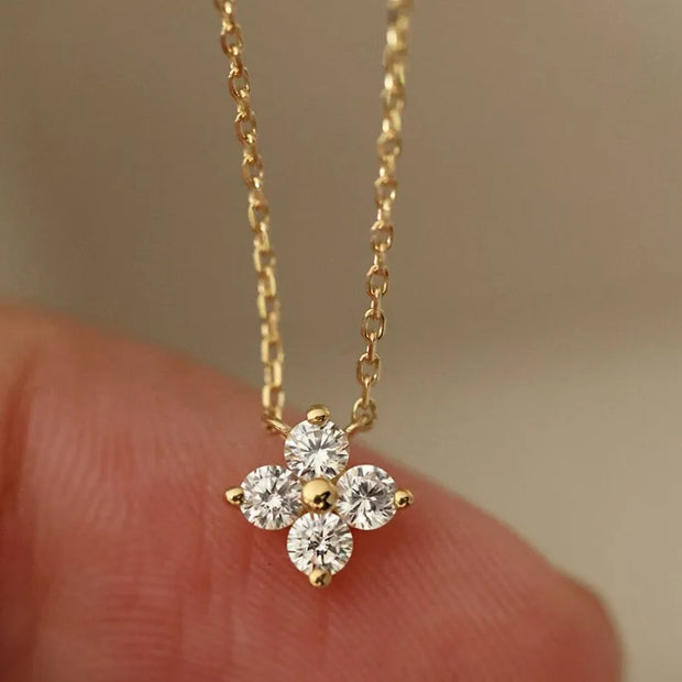 Real 925 Sterling Silver Zircon Flower Pendant Jewelry