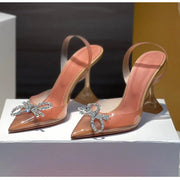 Fashion Transparent Soft PVC Women Pumps Luxury Rhinestones Bowknot Slingbacks High heels Spring Summer Wedding Party Shoes - Shop All Digital 