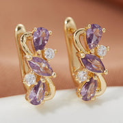 Exquisite Gold Colour Round Zircon Earrings