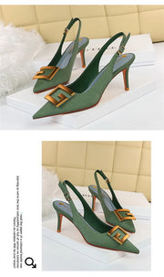 Franco Amari Metal Square Buckle Thin Heel - Shop All Digital 