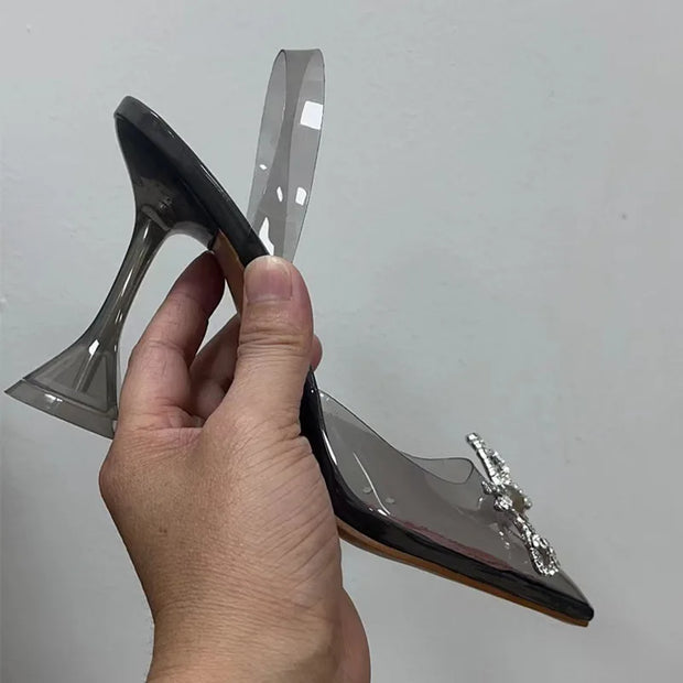 Fashion Transparent Soft PVC Women Pumps Luxury Rhinestones Bowknot Slingbacks High heels Spring Summer Wedding Party Shoes - Shop All Digital 