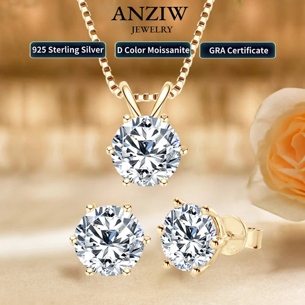 Moissanite 18K Gold Plated Jewelry Set