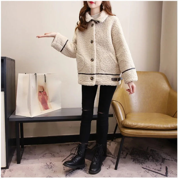 Women's Cashmere Coats Casual Jackets Warm Ladies Clothing Button Autumn Winter 2024 New Korean Fashion Long Sleeve Outerwear