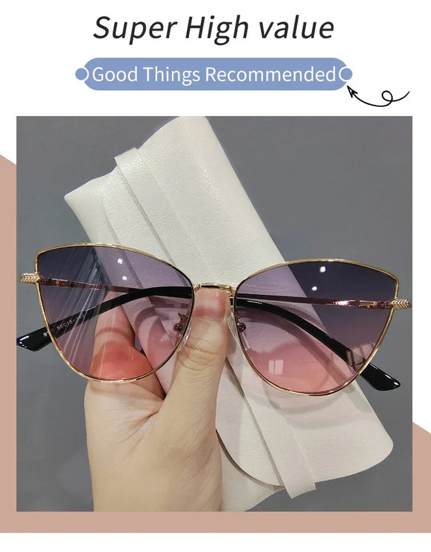 Vintage Cat Eye Frame Sunglasses Women 2024 Luxury Brand Designer Fashion Female Eyewear Retro Trendy Sun Shades for Lady - Shop All Digital 