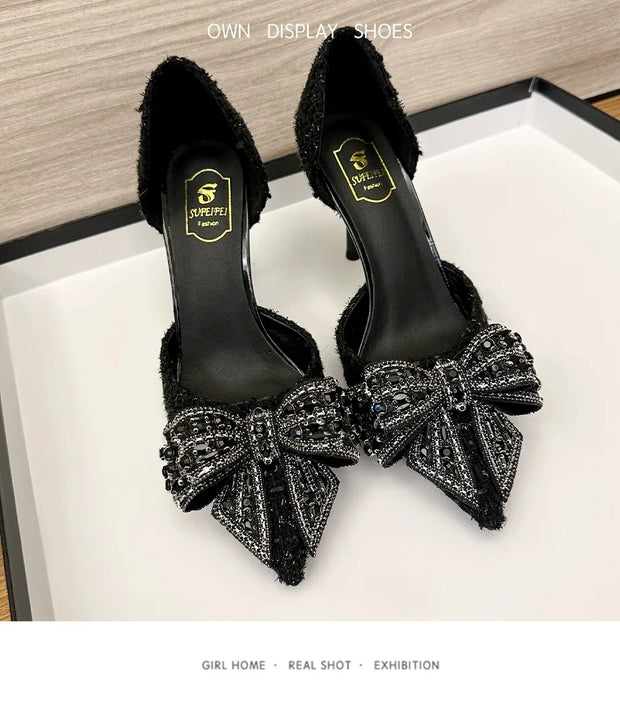 2024 New Autumn Brand Designer High Heels Luxury Pearl Crystal Bowtie White Wedding Shoes Women Pumps Thin Heeled Party Shoes - Shop All Digital 