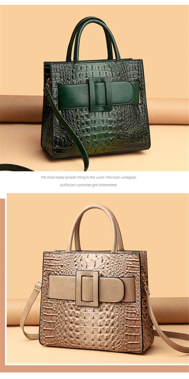 Brand Women Crocodile Handbag Luxury Belt Handbags Women Leather Shoulder Bags Designer Crossbody Bags Female Retro Tote Handbag - Shop All Digital 