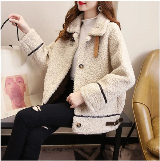 Women's Cashmere Coats Casual Jackets Warm Ladies Clothing Button Autumn Winter 2024 New Korean Fashion Long Sleeve Outerwear