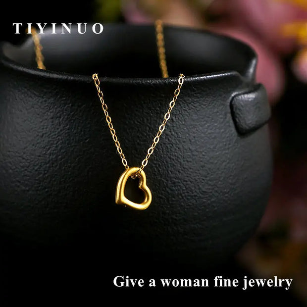 VITICEN 24K Gold Pure Gold Love Heart Chain