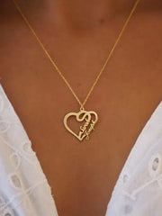 Personalized Double Heart Name Necklace