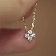 Real 925 Sterling Silver Zircon Flower Pendant Jewelry