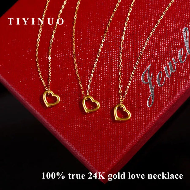 VITICEN 24K Gold Pure Gold Love Heart Chain