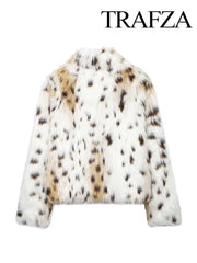 TRAFZA Women Winter Fashion Spotted Print Jacket